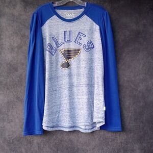 Touch NHL St. Louis Blues XL Raglan‎ Long Sleeve Rhinestone Hockey T-Shirt NWT